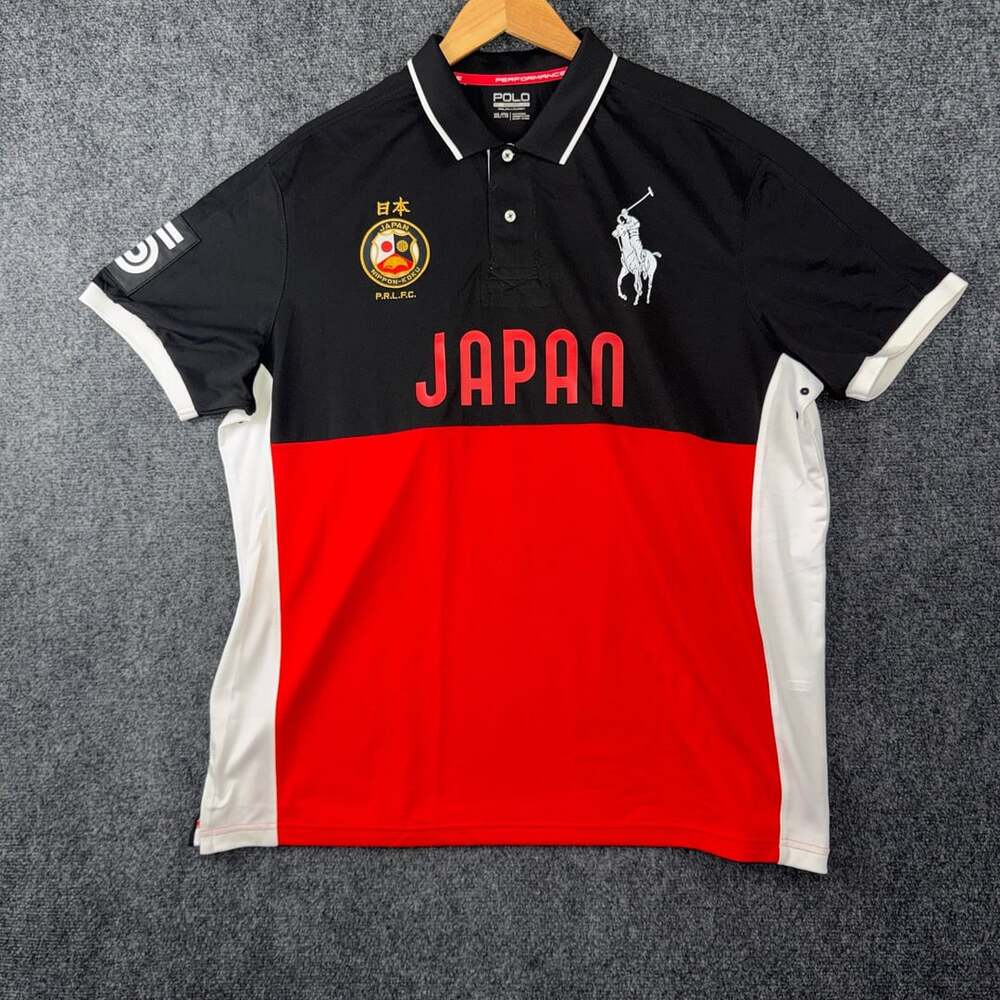 Polo Ralph Lauren Sport Performance Japan Rugby Polo Shirt JPN #5 XXL Black Red